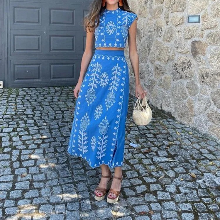 Emma – Two-Piece Vacation Printed Dress