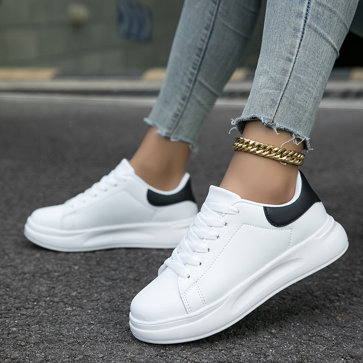 Sara – Clean White Vegan Leather Sneakers