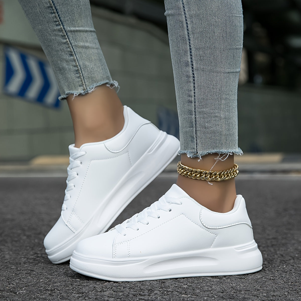 Sara – Clean White Vegan Leather Sneakers