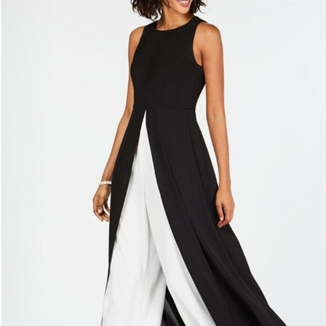 Miranda – Sleeveless Black Jumpsuit with Color Contrast