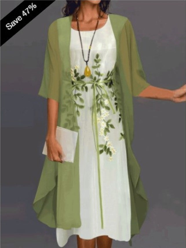 Women's Elegant Two-Piece Chiffon Long Dress Set for Special Occasions