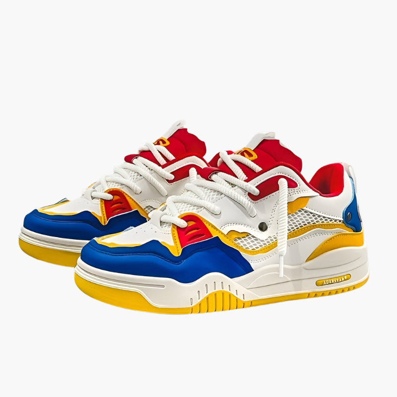 Men's Casual Sport Sneakers with Geometric Design and Lace-Up Closure