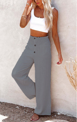 Donna – High Waist Loose Long Cotton Linen Wide Leg Pants