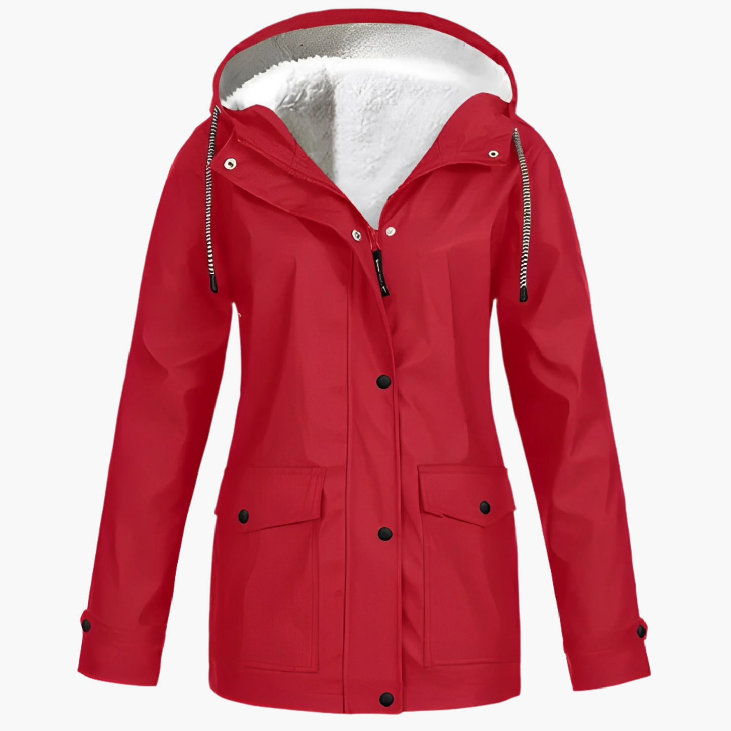 Women's Fleece-Lined Waterproof Winter Rain Jacket – Stylish Outdoor Coat for Cold and Wet Weather