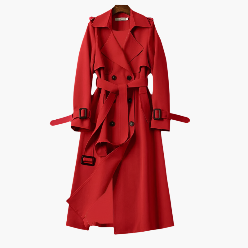 Women's Elegant Long Trench Coat – Classic Double-Breasted Style for All Occasions
