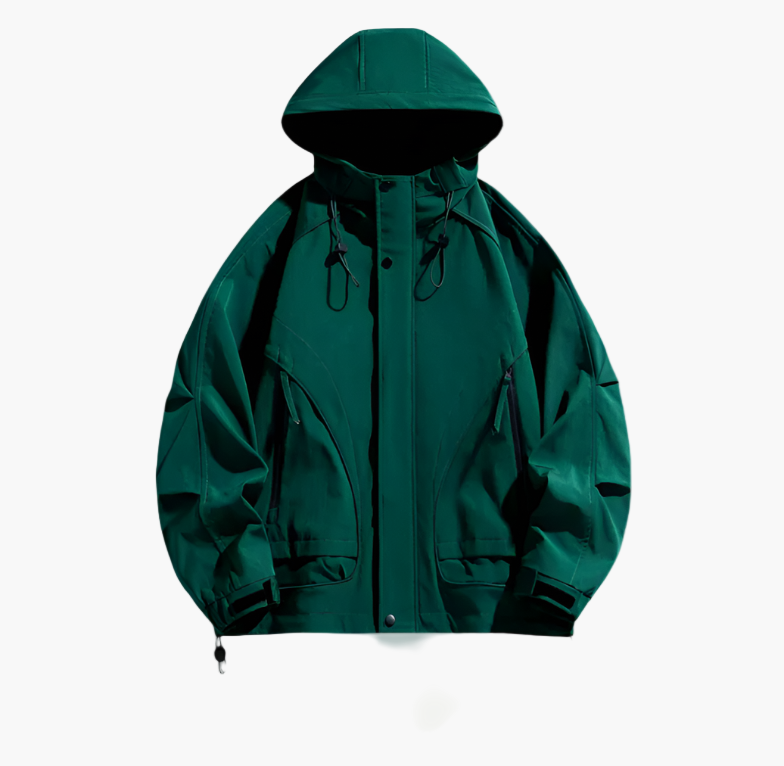 Men's Outdoor Waterproof Windbreaker Jacket Hooded Lightweight Shell