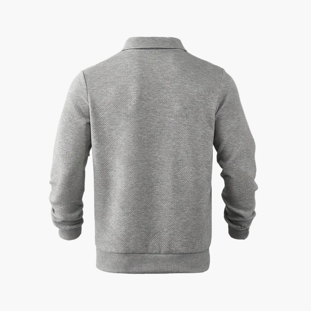 Men's Quarter-Zip Geometric Pattern Casual Sweater – Vintage-Inspired Relaxed Fit Pullover