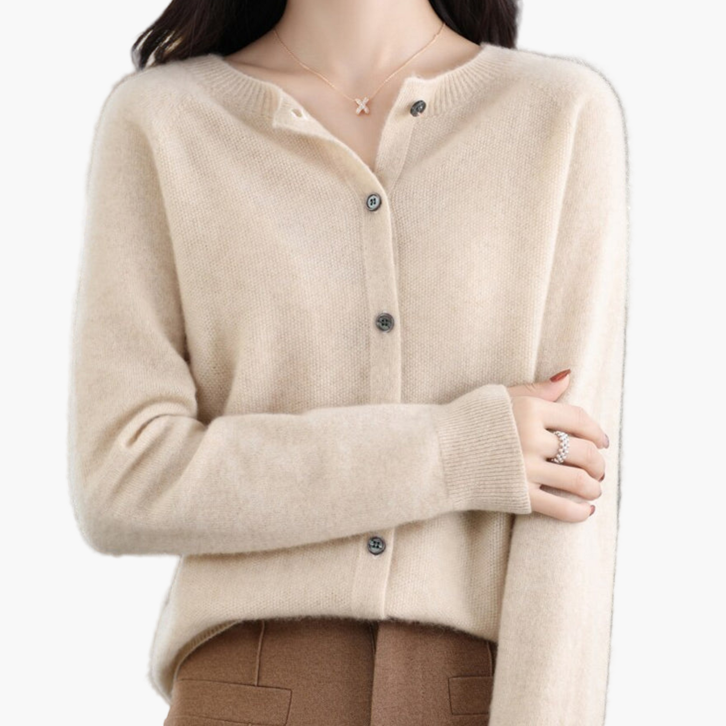 Women's Classic Button-Up O-Neck Cardigan Sweater – Versatile Everyday Style