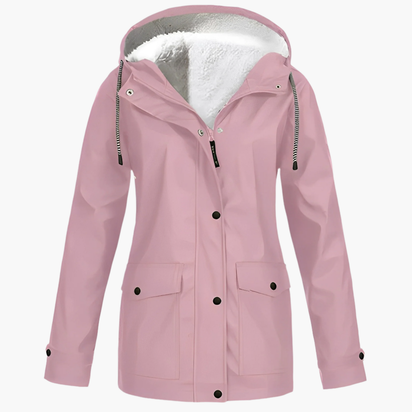 Women's Fleece-Lined Waterproof Winter Rain Jacket – Stylish Outdoor Coat for Cold and Wet Weather