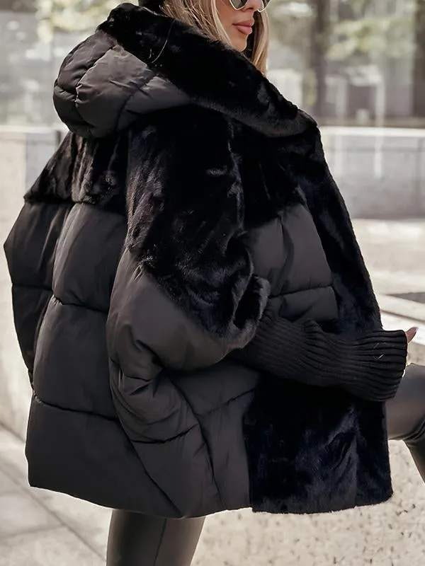 Women's Winter Faux Fur Hooded Puffer Jacket for Cold Weather Outdoor Style