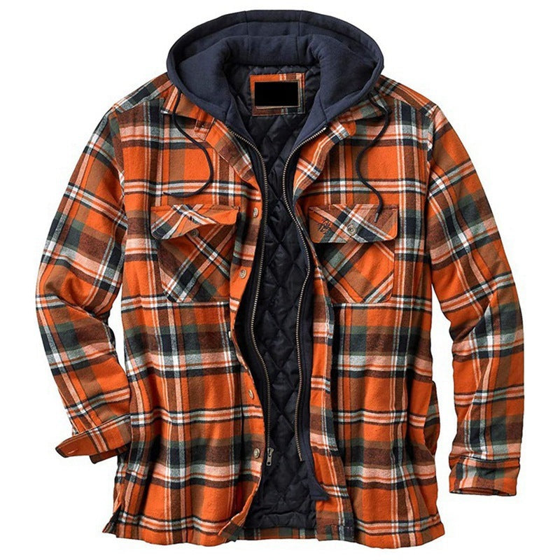 Jamie – Thickened Cotton Padded Plaid Long Sleeve Loose Hooded Jacket