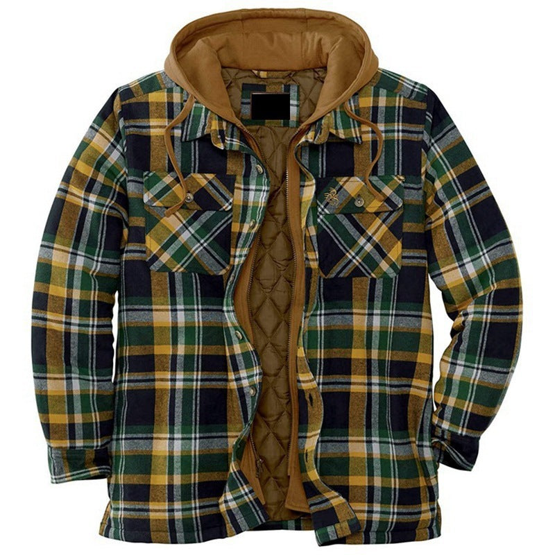 Jamie – Thickened Cotton Padded Plaid Long Sleeve Loose Hooded Jacket