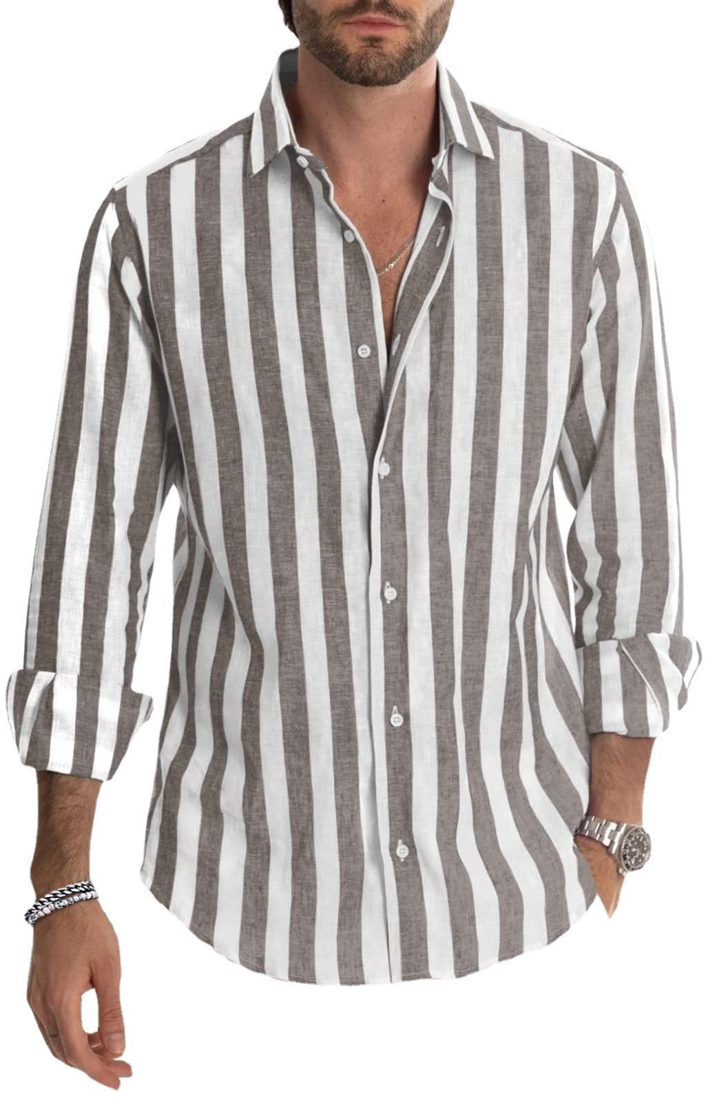 Leah – Loose Polo Collar Striped Shirt