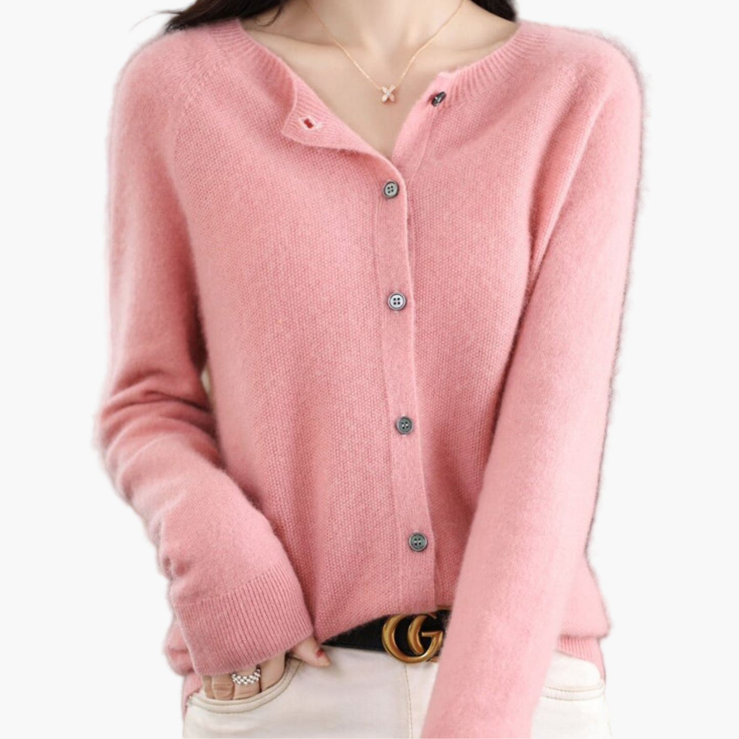 Women's Classic Button-Up O-Neck Cardigan Sweater – Versatile Everyday Style