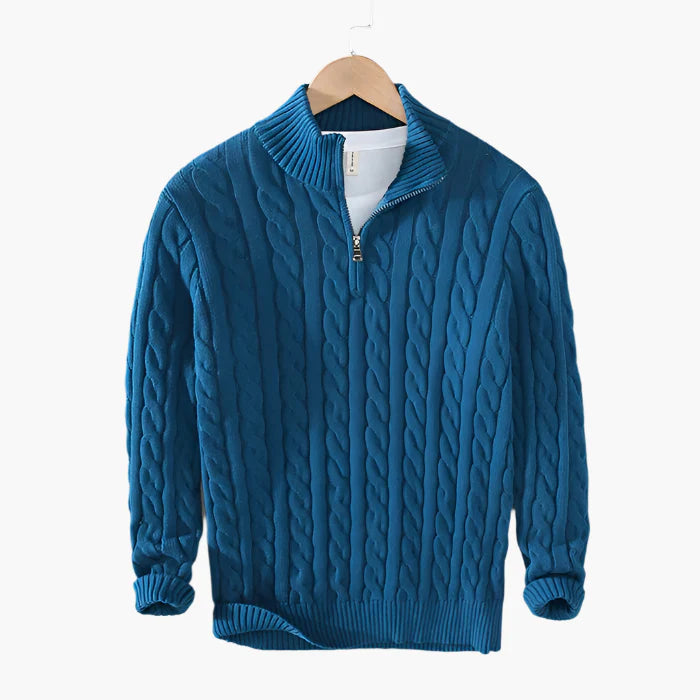 Men's Classic Cable Knit Wool Sweater – Versatile Style for Work and Leisure