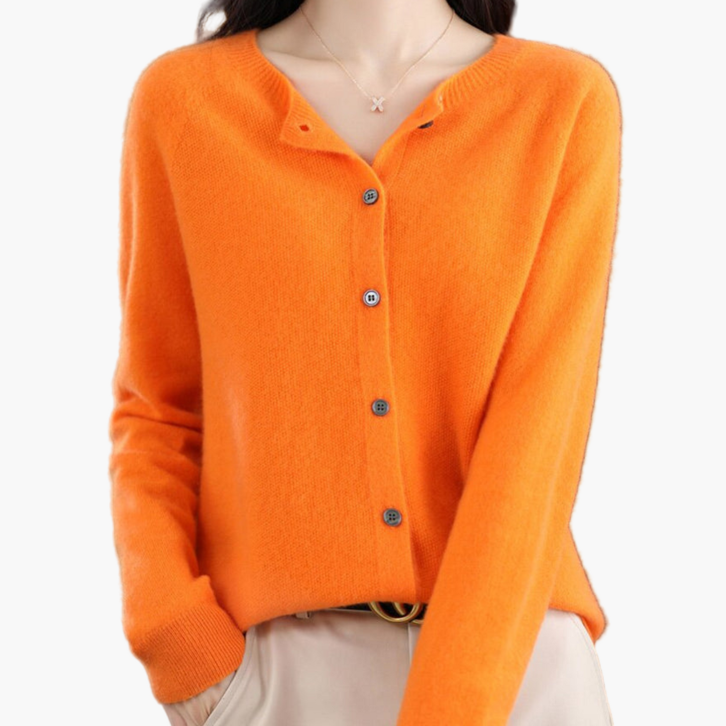 Women's Classic Button-Up O-Neck Cardigan Sweater – Versatile Everyday Style