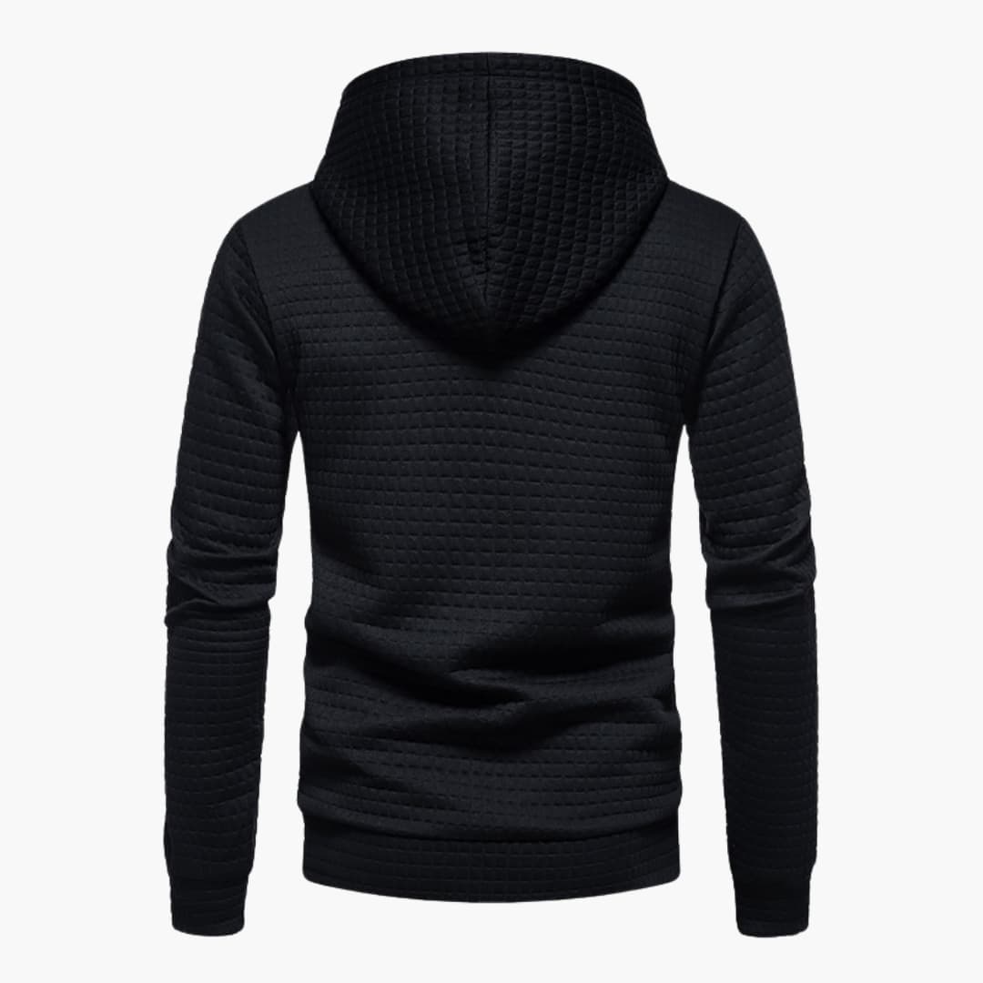 Men's Casual Plaid Textured Hoodie – Modern Relaxed Fit Pullover for Everyday Comfort