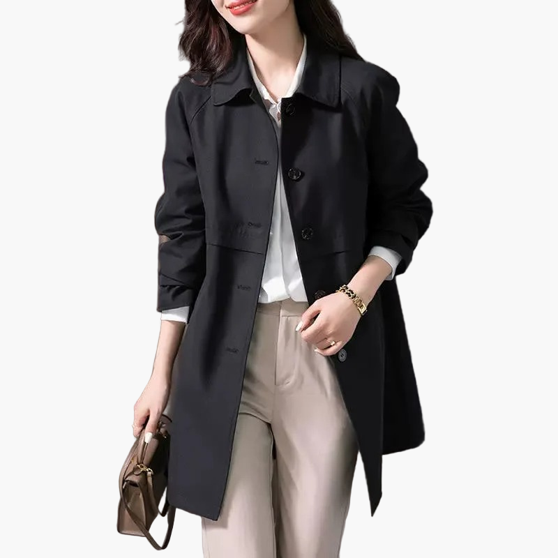Women's Classic Single-Breasted Trench Coat – Timeless Office & Casual Outerwear