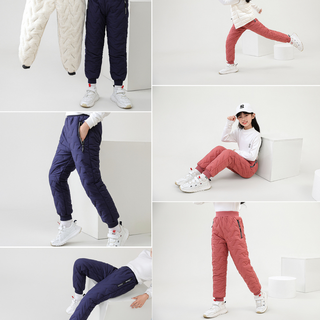 Children's Outdoor Winter Pants Fleece-Lined Waterproof Windproof Snow Trousers
