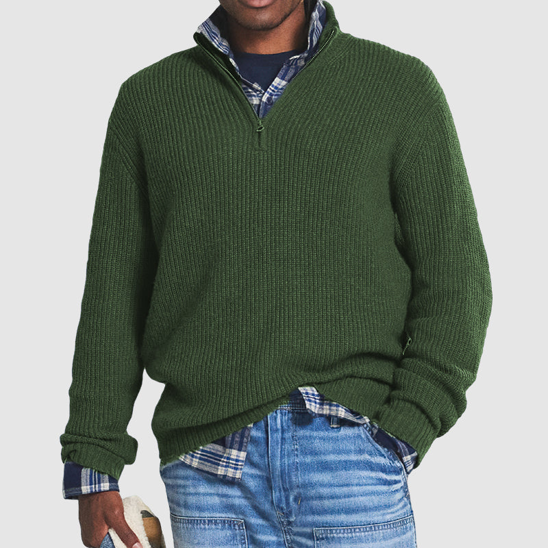 Men's Business Casual Quarter-Zip Knit Pullover Sweater – Stylish Comfort for Work and Everyday