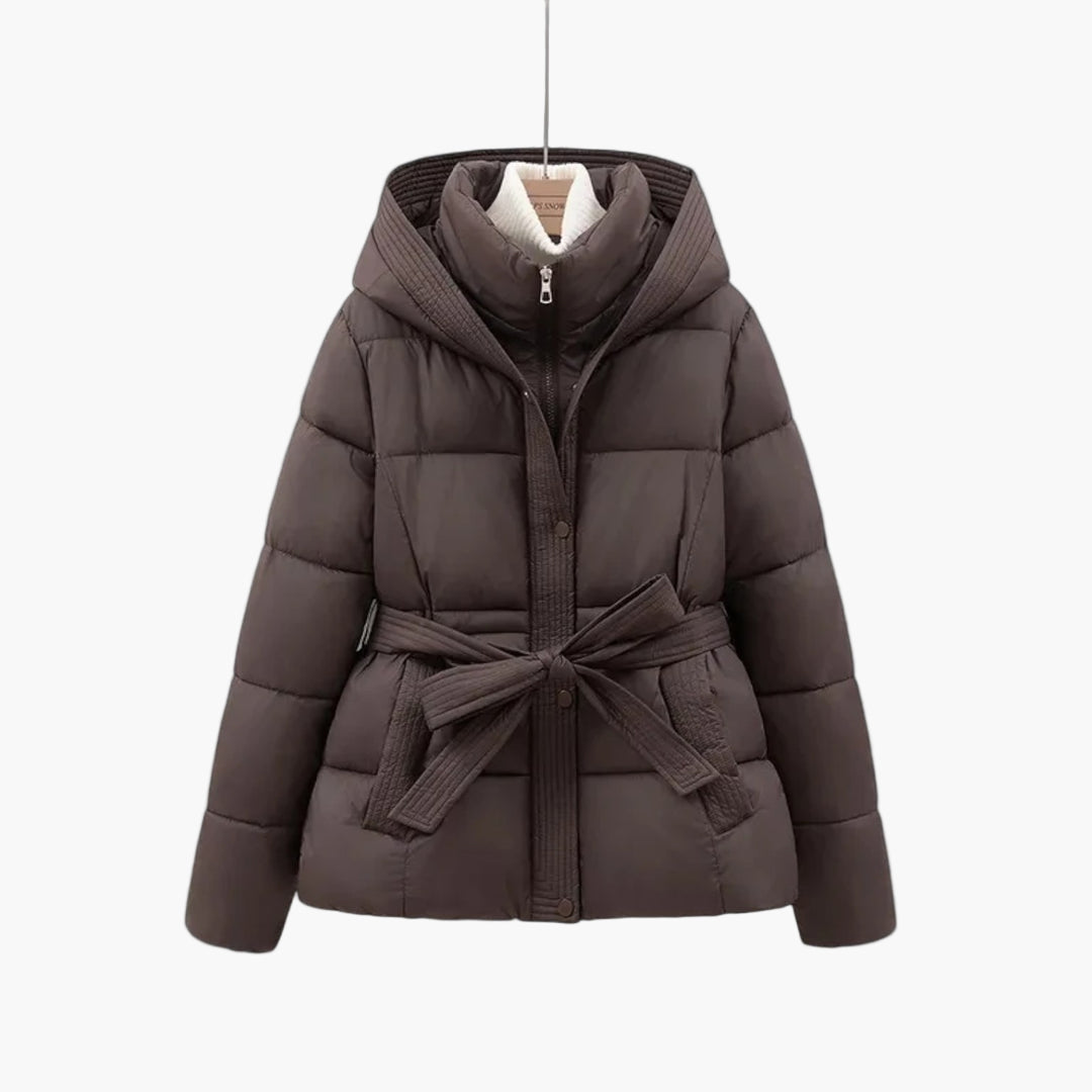 Women's Winter Parka Belted Coat Puffer Jacket for Cold Weather