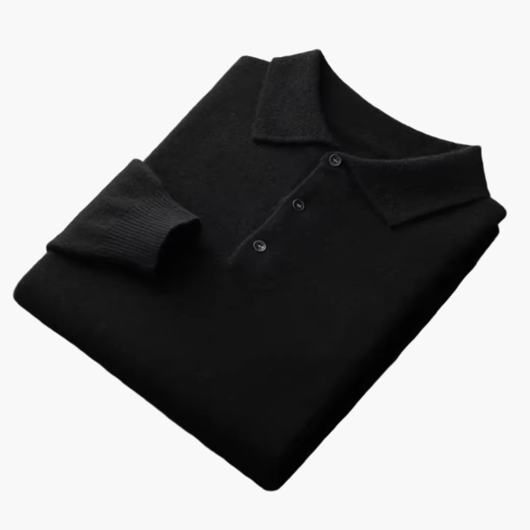 Men's Classic Wool Polo Sweater – Timeless Long-Sleeve Knitwear for Versatile Style