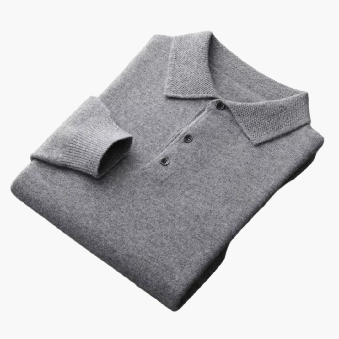 Men's Classic Wool Polo Sweater – Timeless Long-Sleeve Knitwear for Versatile Style