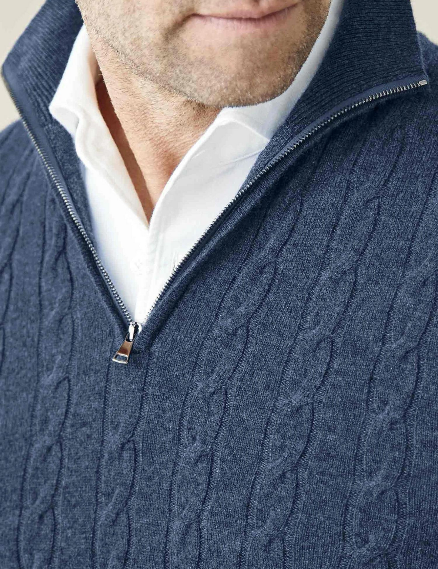 Men's Cable-Knit Quarter-Zip Sweater – Classic Modern Style for Work & Weekend