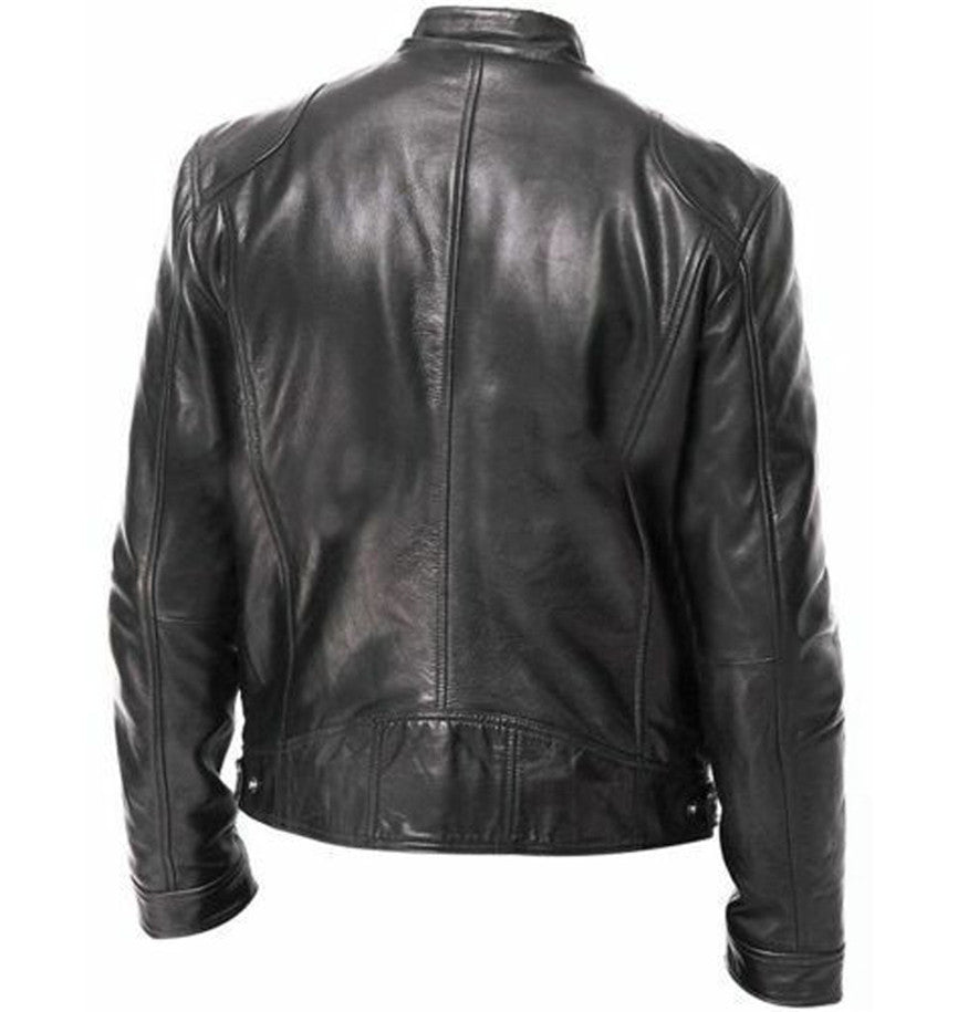 Denise – Warm Zipper Cardigan with Pocket Decorated in Premium Vegan Leather