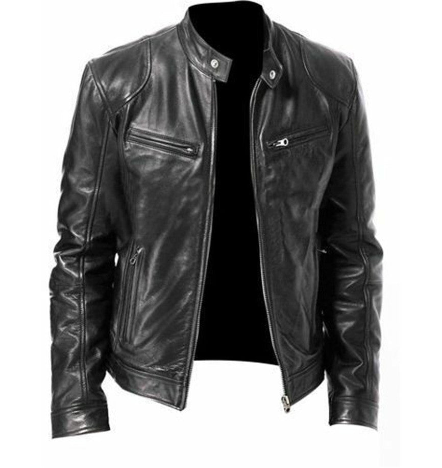Denise – Warm Zipper Cardigan with Pocket Decorated in Premium Vegan Leather
