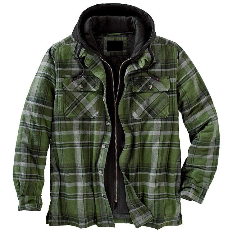 Jamie – Thickened Cotton Padded Plaid Long Sleeve Loose Hooded Jacket