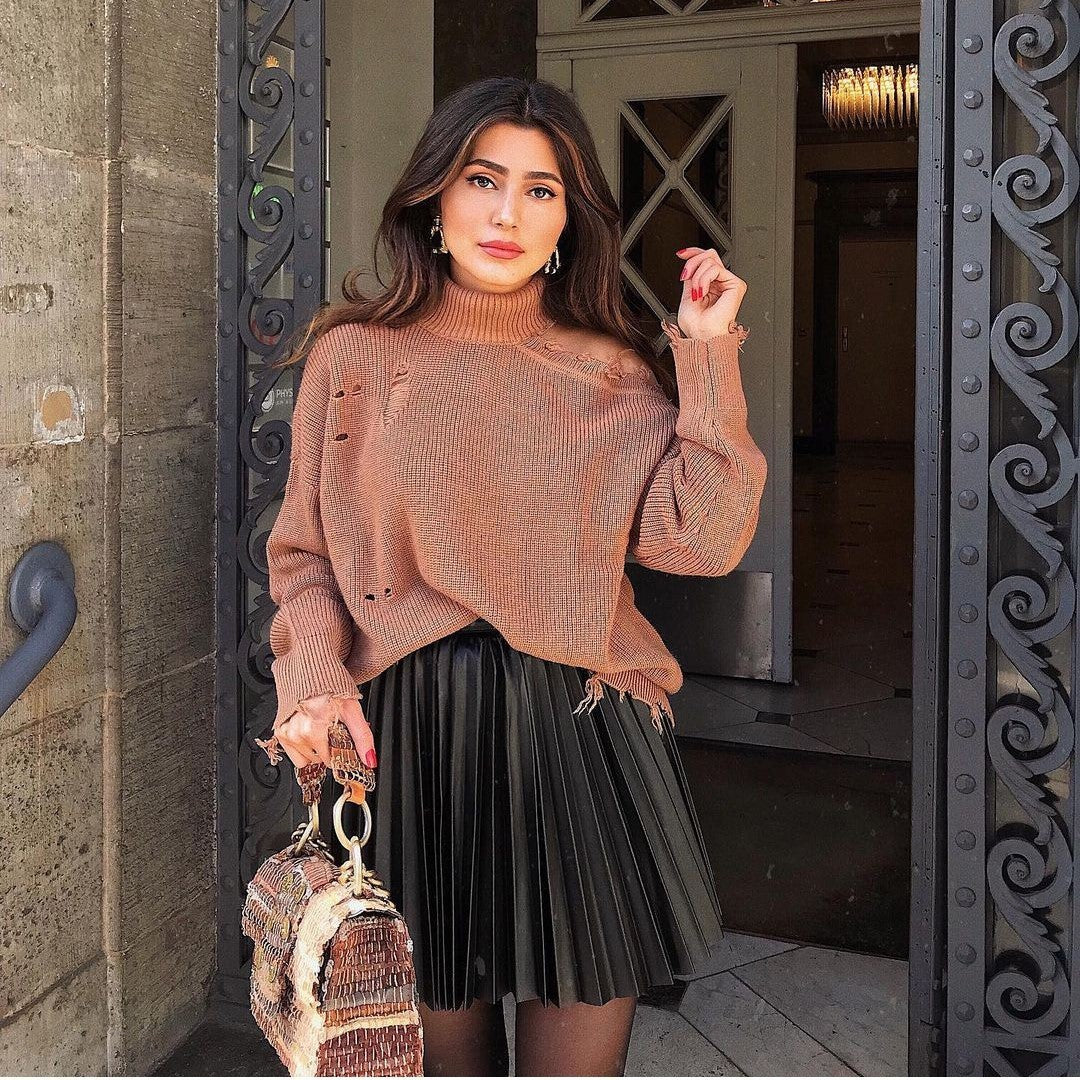Lauren – Draped Pleated Winter Mini Skirt