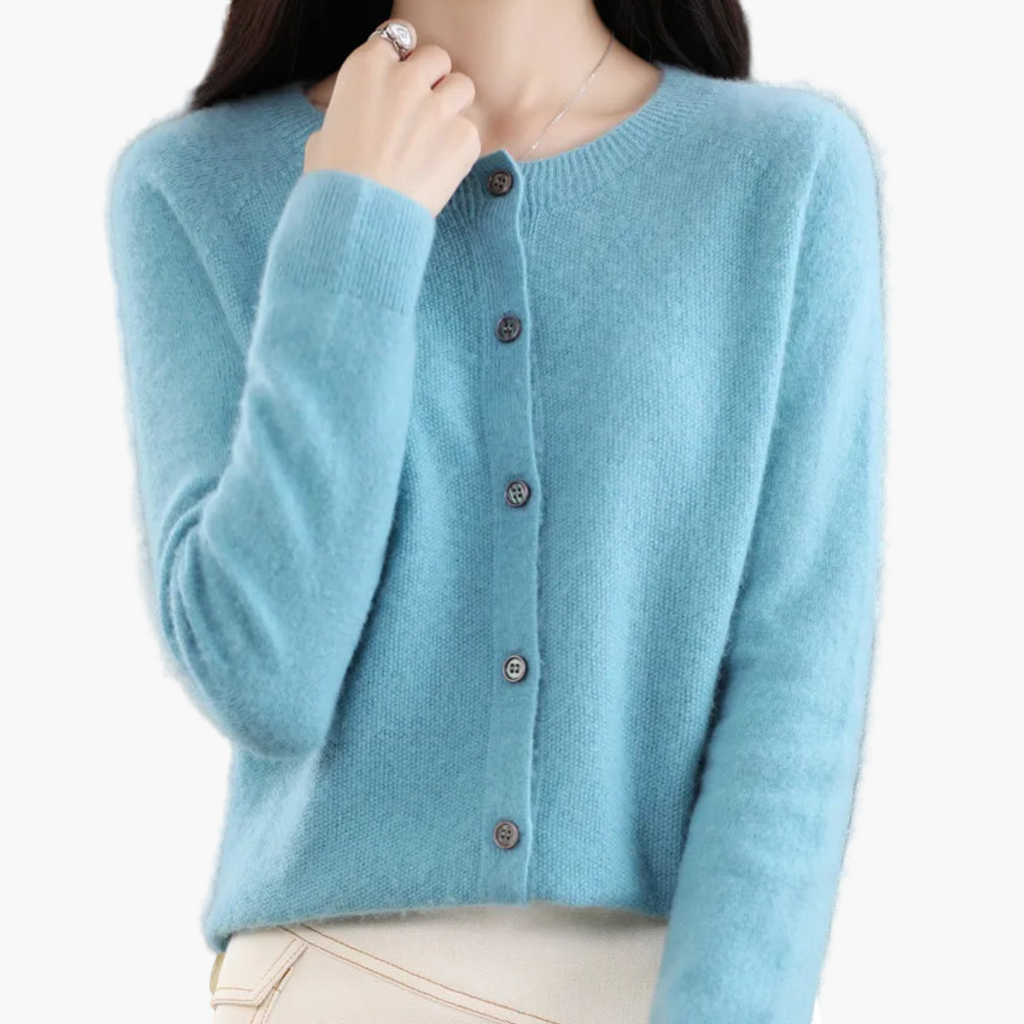 Women's Classic Button-Up O-Neck Cardigan Sweater – Versatile Everyday Style