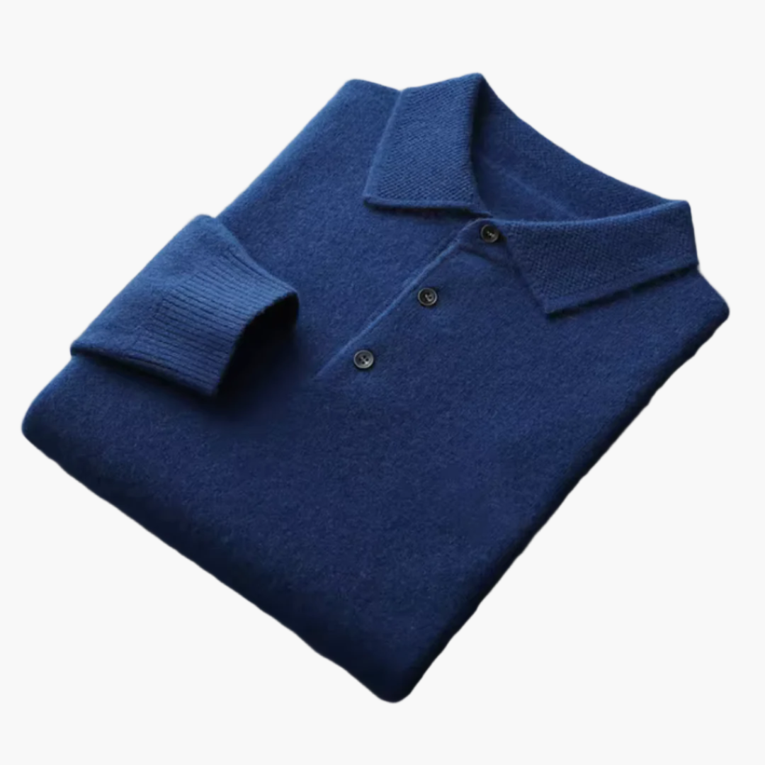 Men's Classic Wool Polo Sweater – Timeless Long-Sleeve Knitwear for Versatile Style