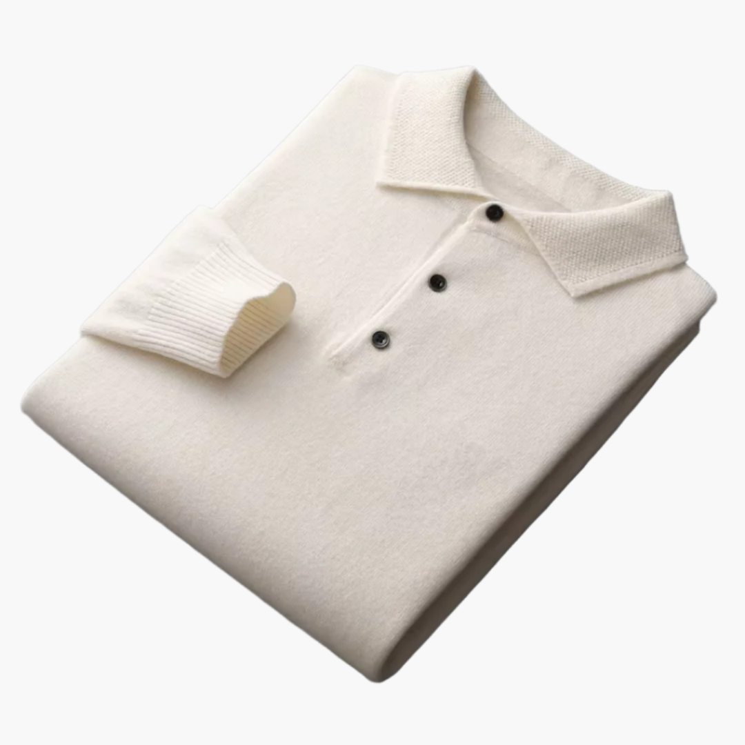 Men's Classic Wool Polo Sweater – Timeless Long-Sleeve Knitwear for Versatile Style
