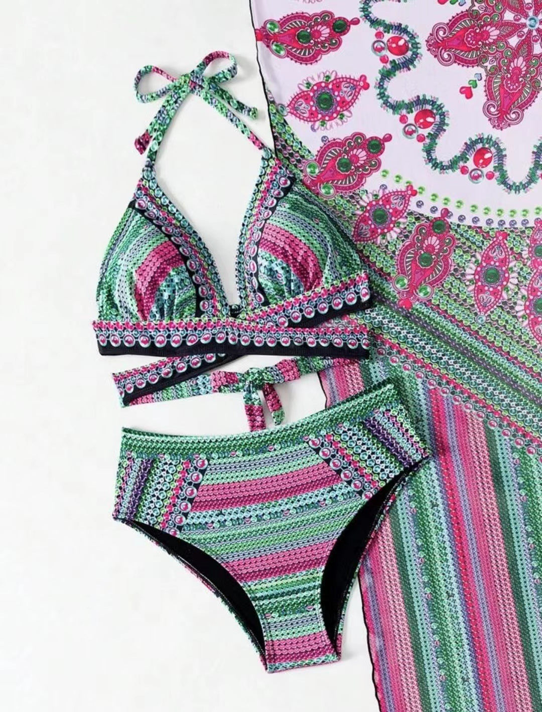 Faith – Retro Ethnic Style Swimsuit with Split Cross Straps