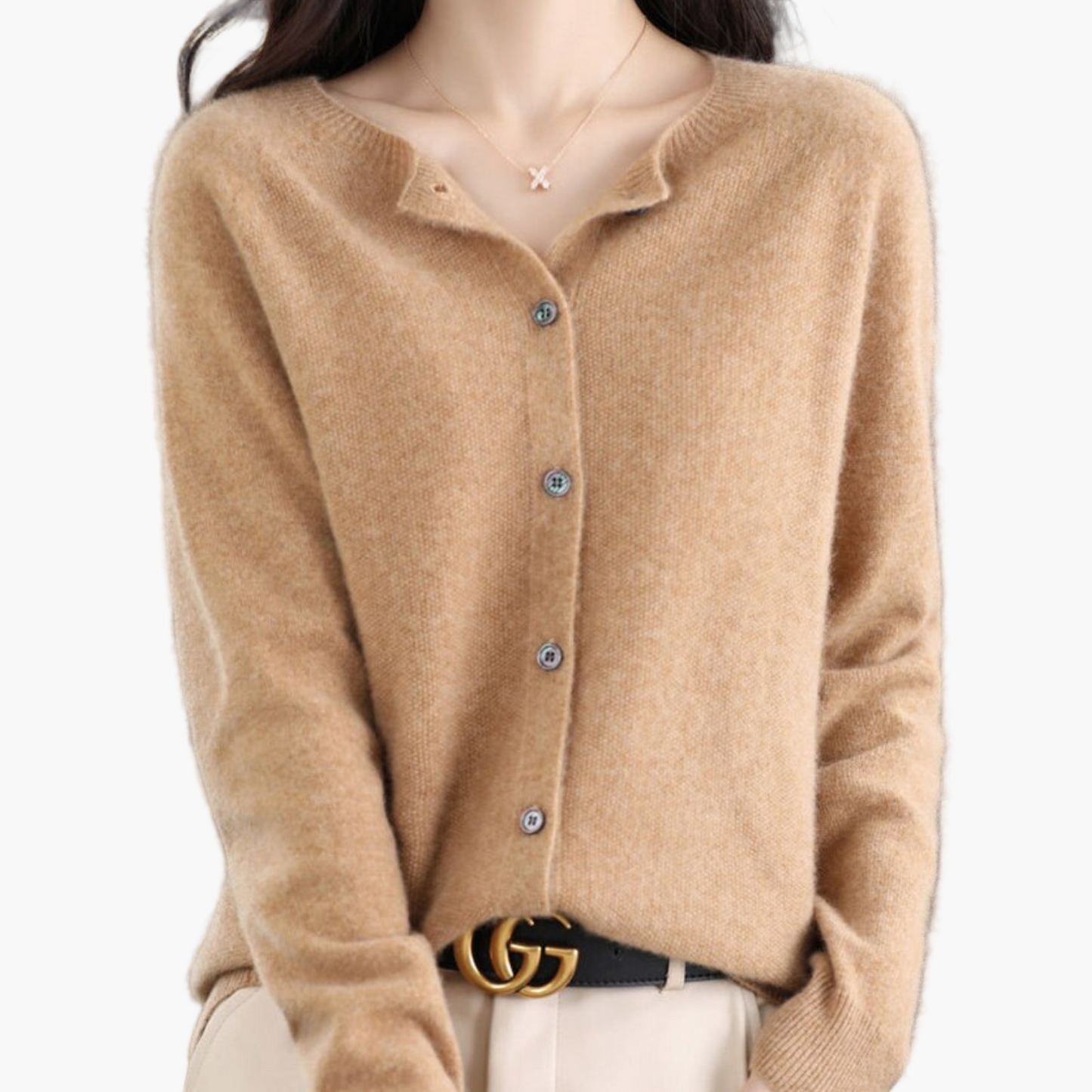 Women's Classic Button-Up O-Neck Cardigan Sweater – Versatile Everyday Style