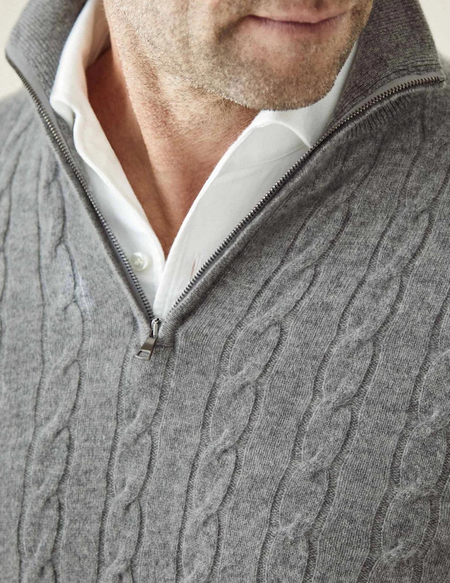 Men's Cable-Knit Quarter-Zip Sweater – Classic Modern Style for Work & Weekend