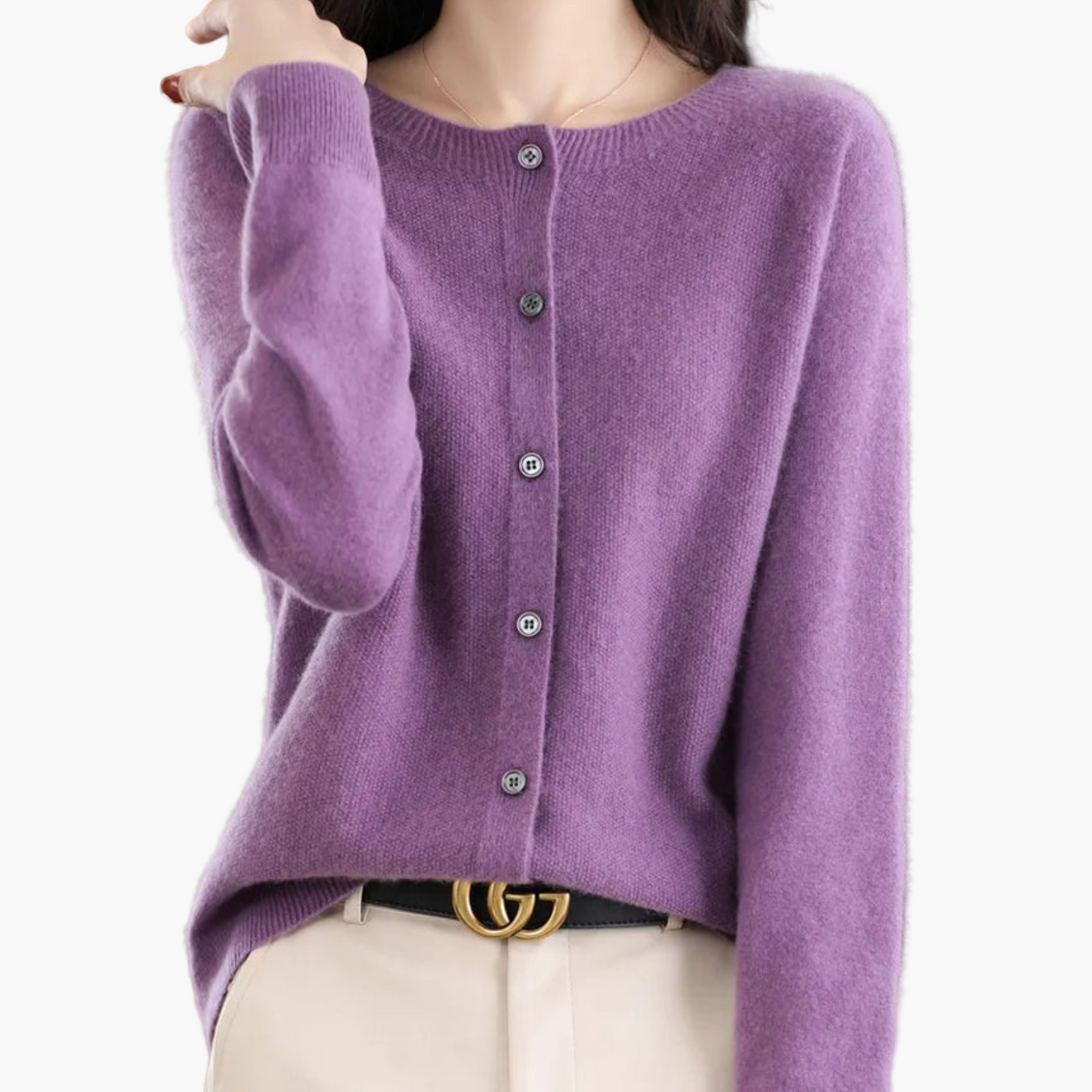 Women's Classic Button-Up O-Neck Cardigan Sweater – Versatile Everyday Style