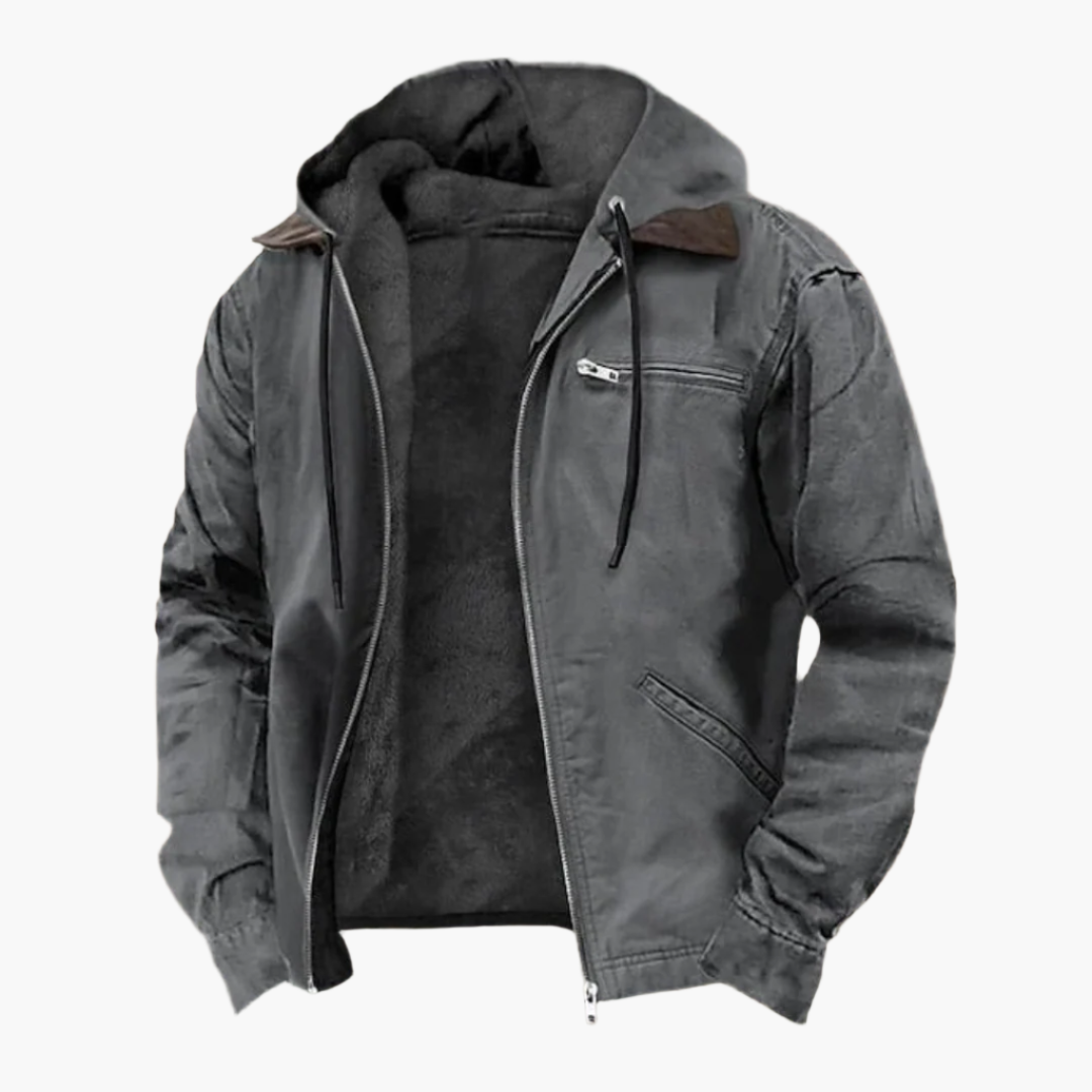 Men's Outdoor Casual Hooded Jacket with Zipper and Pockets