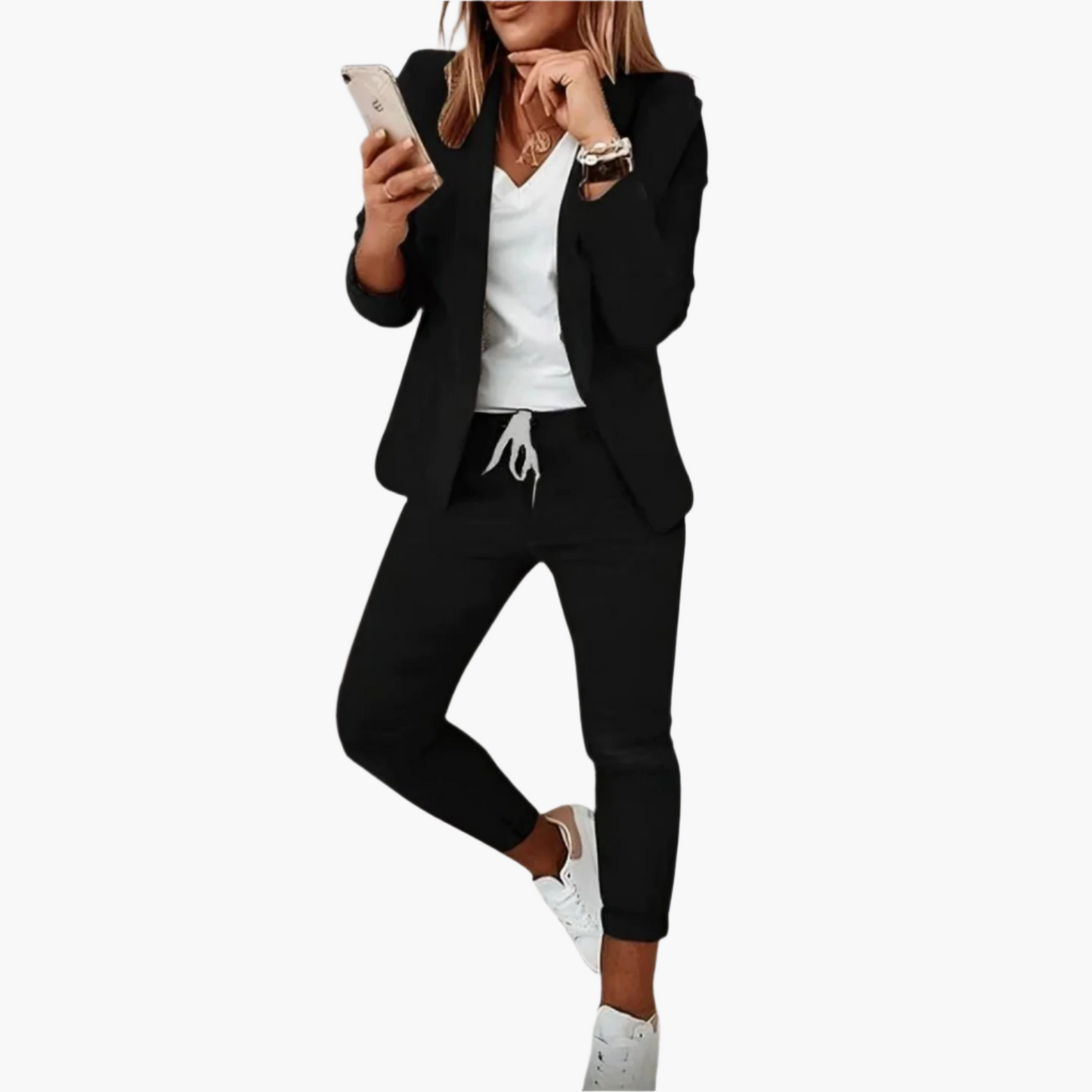 Women's Modern Blazer and Jogger Pants Set – Stylish Business Casual Outfit