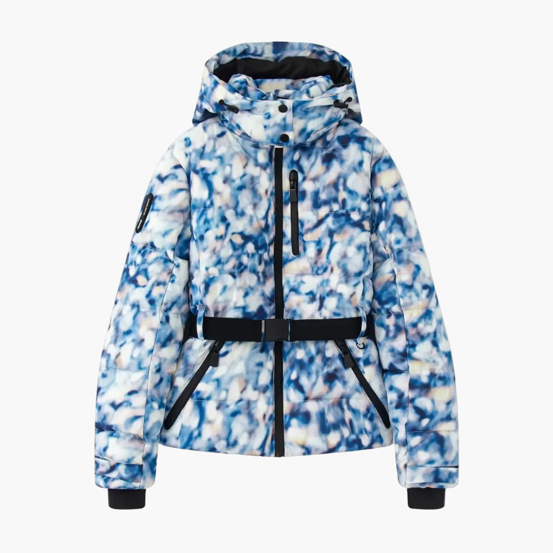 Women's Belted Hooded Fashion Puffer Jacket – Winter Water-Resistant Insulated Outerwear