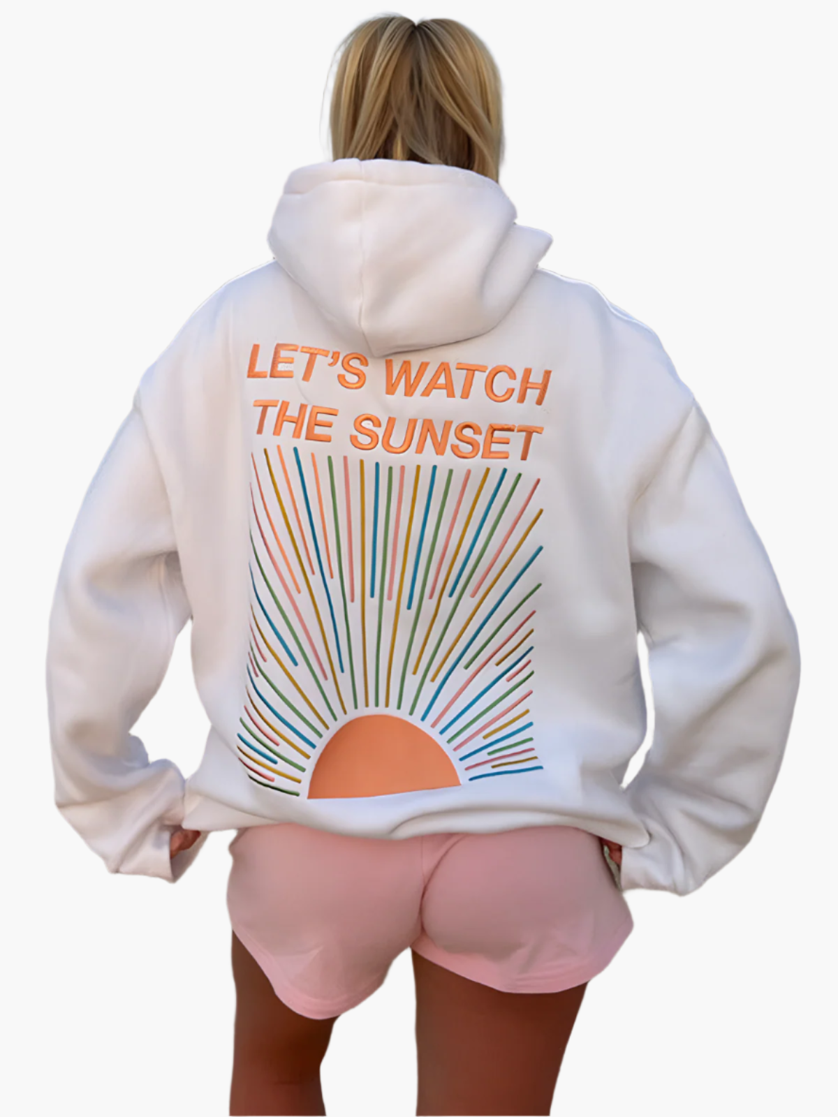 Women's Oversized Hoodie with Sunset Print – Casual Beach and Loungewear