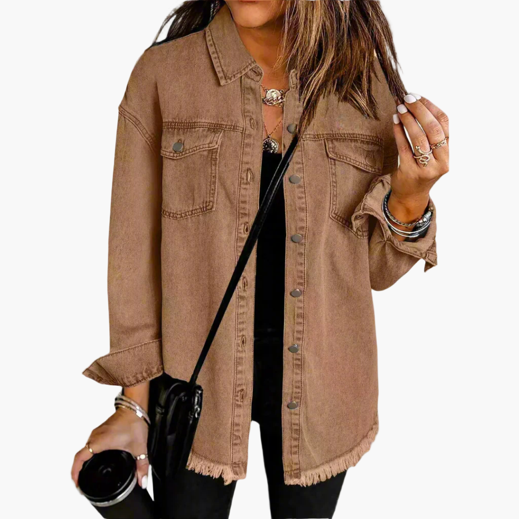Women's Casual Button-Up Denim Shirt Jacket Oversized Trendy Street Style