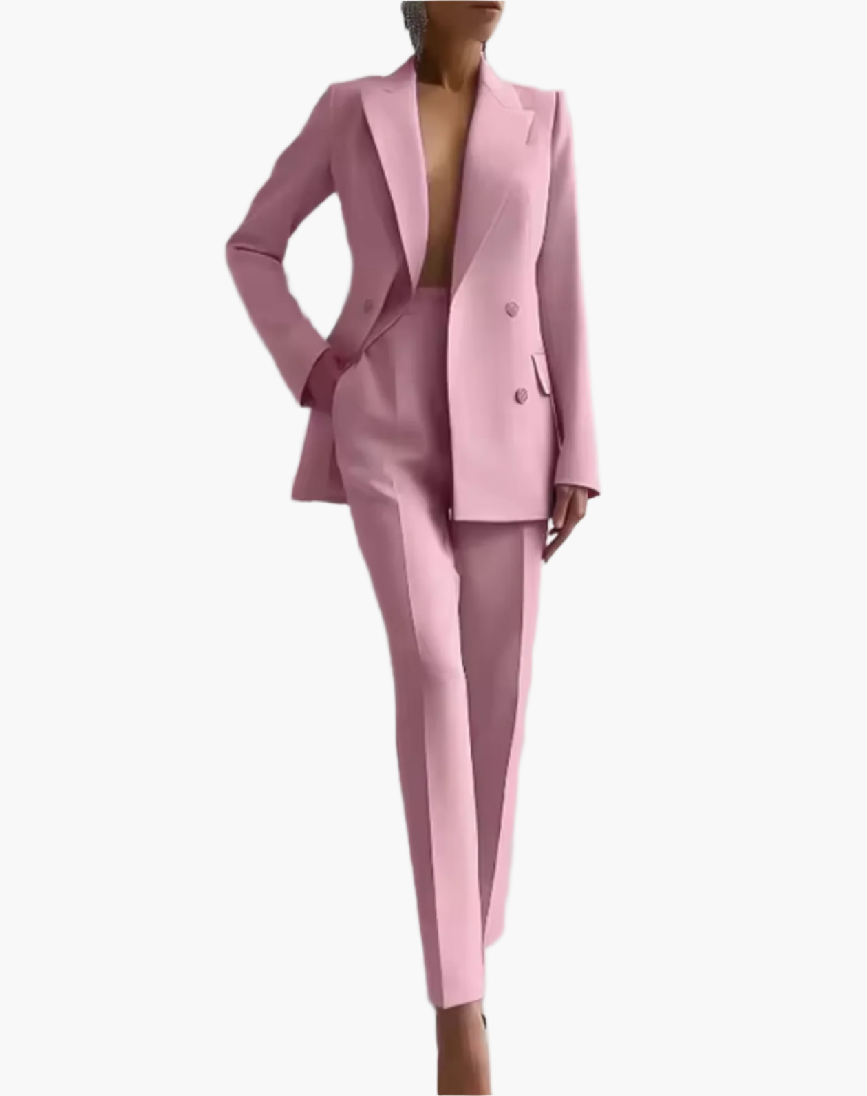 Women's Elegant Two-Piece Office Suit Set – Blazer & High-Waist Pants, Professional Summer Business Attire