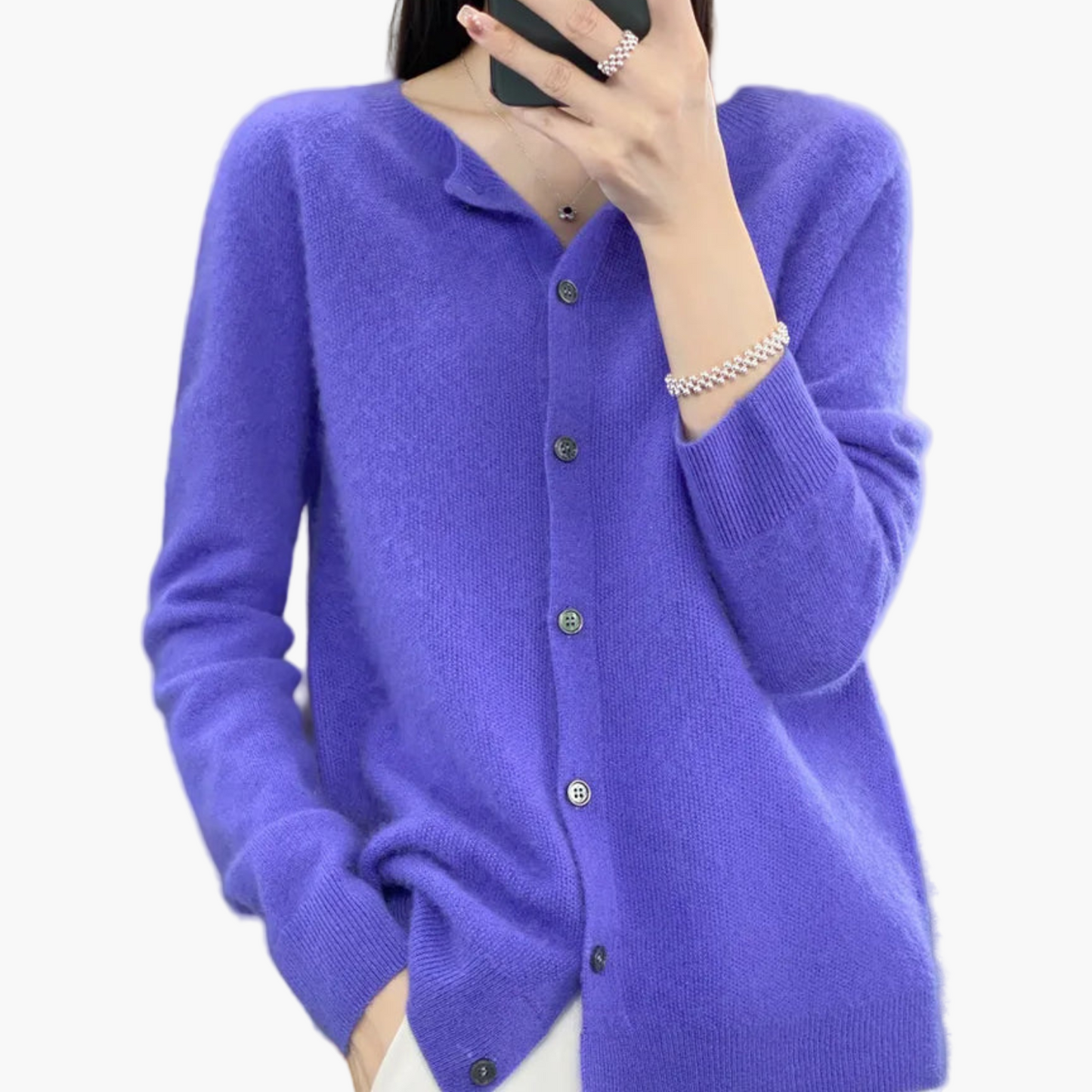 Women's Classic Button-Up O-Neck Cardigan Sweater – Versatile Everyday Style