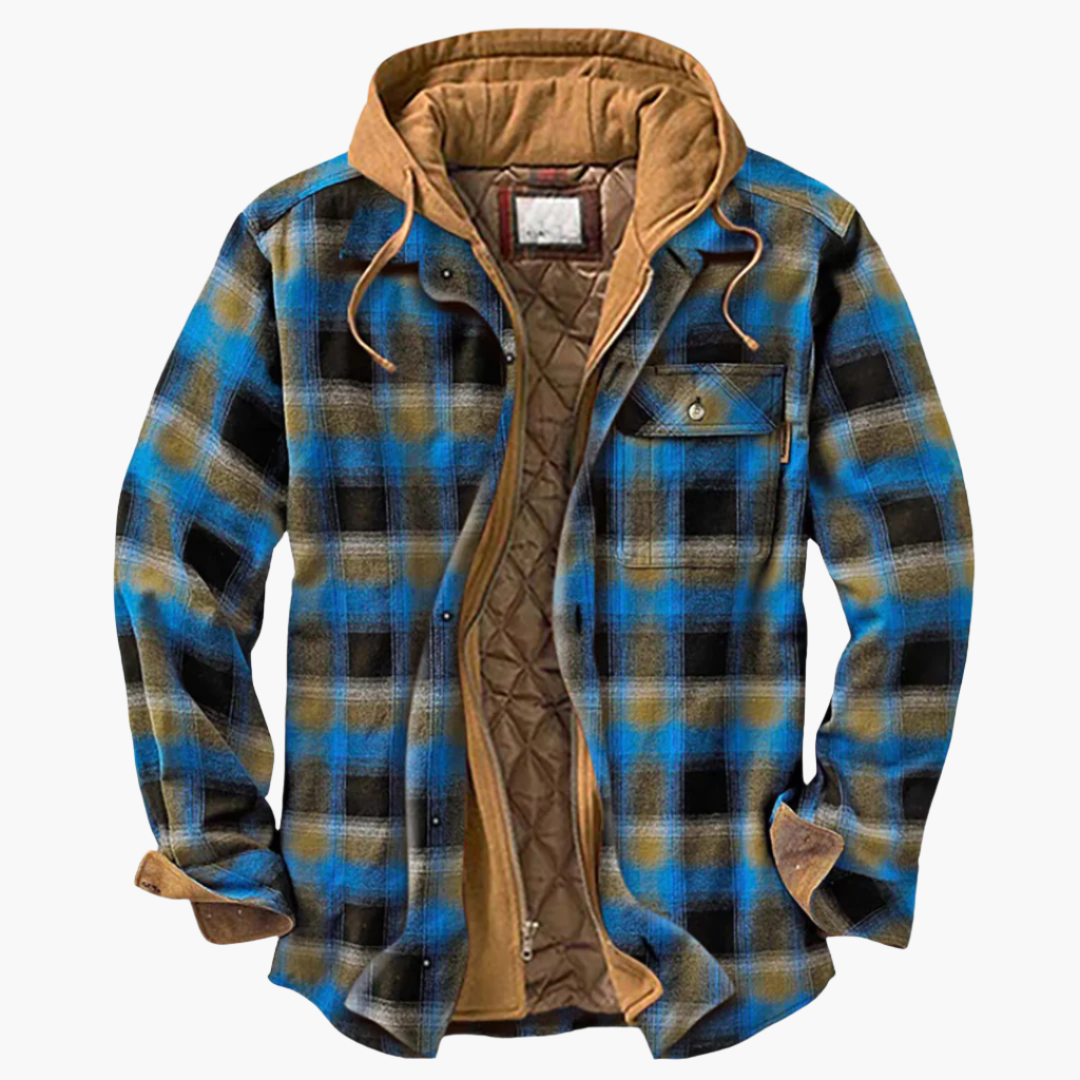 Men's Hooded Quilted Lumberjack Jacket for Outdoor and Urban Style