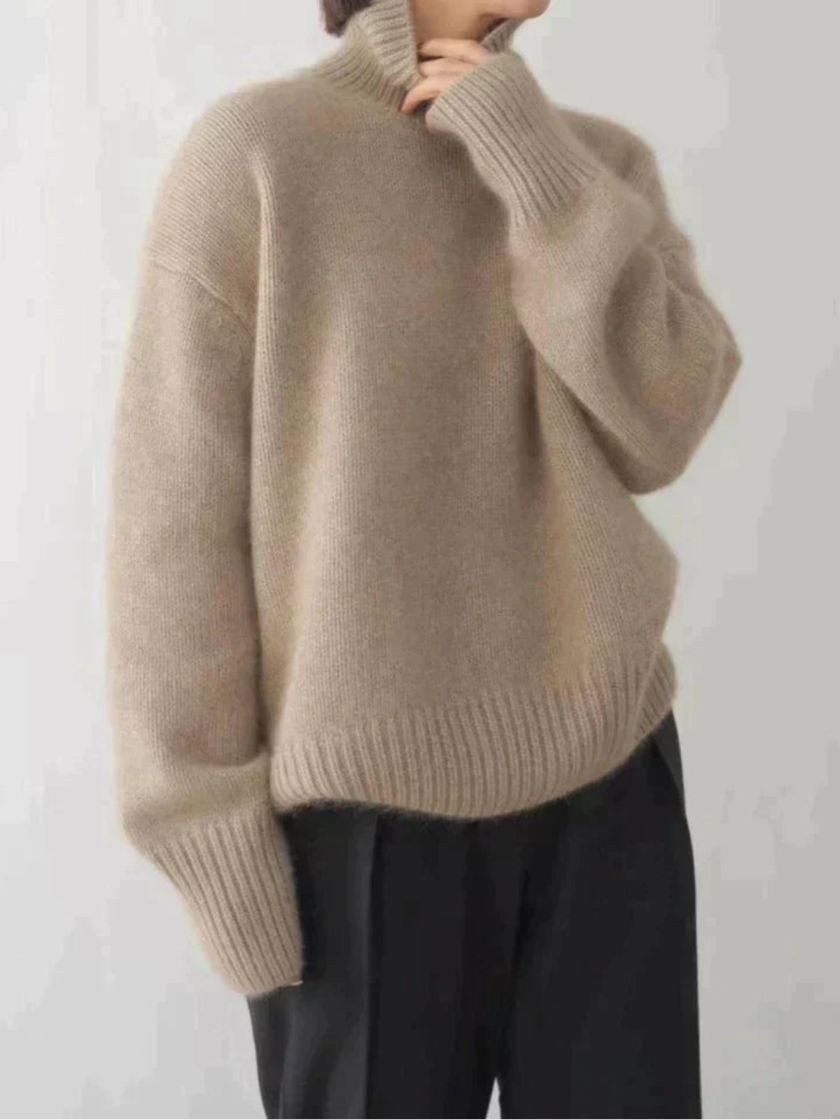 Women's Luxury Turtleneck Sweater, Relaxed Fit, Korean Style – Perfect for Fall and Winter