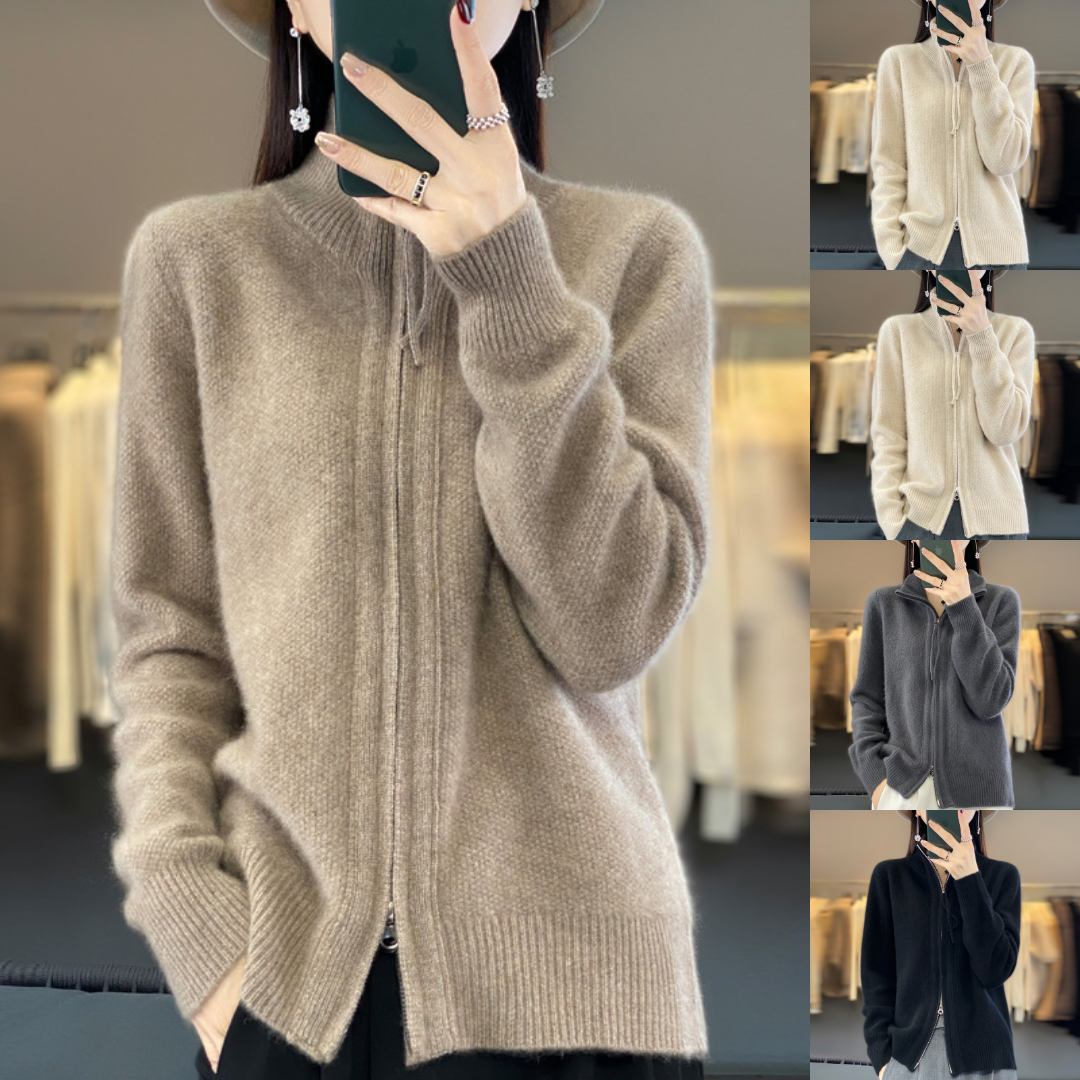 Women's Classic Zip-Up Cardigan Sweater – Versatile Everyday Layer