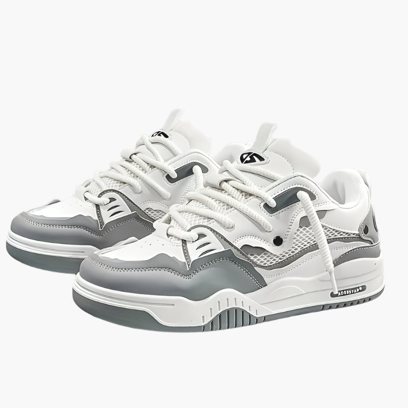 Men's Casual Sport Sneakers with Geometric Design and Lace-Up Closure